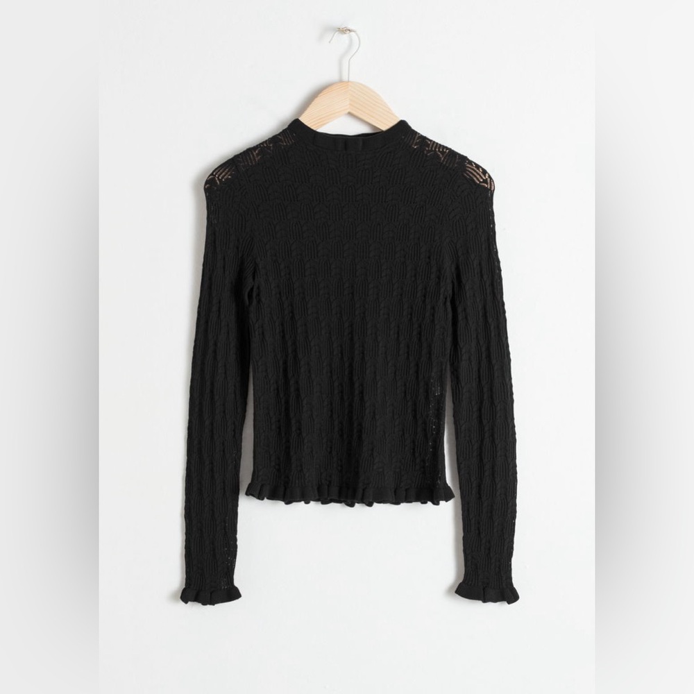 ISO & Other Stories Black Pointelle Top
